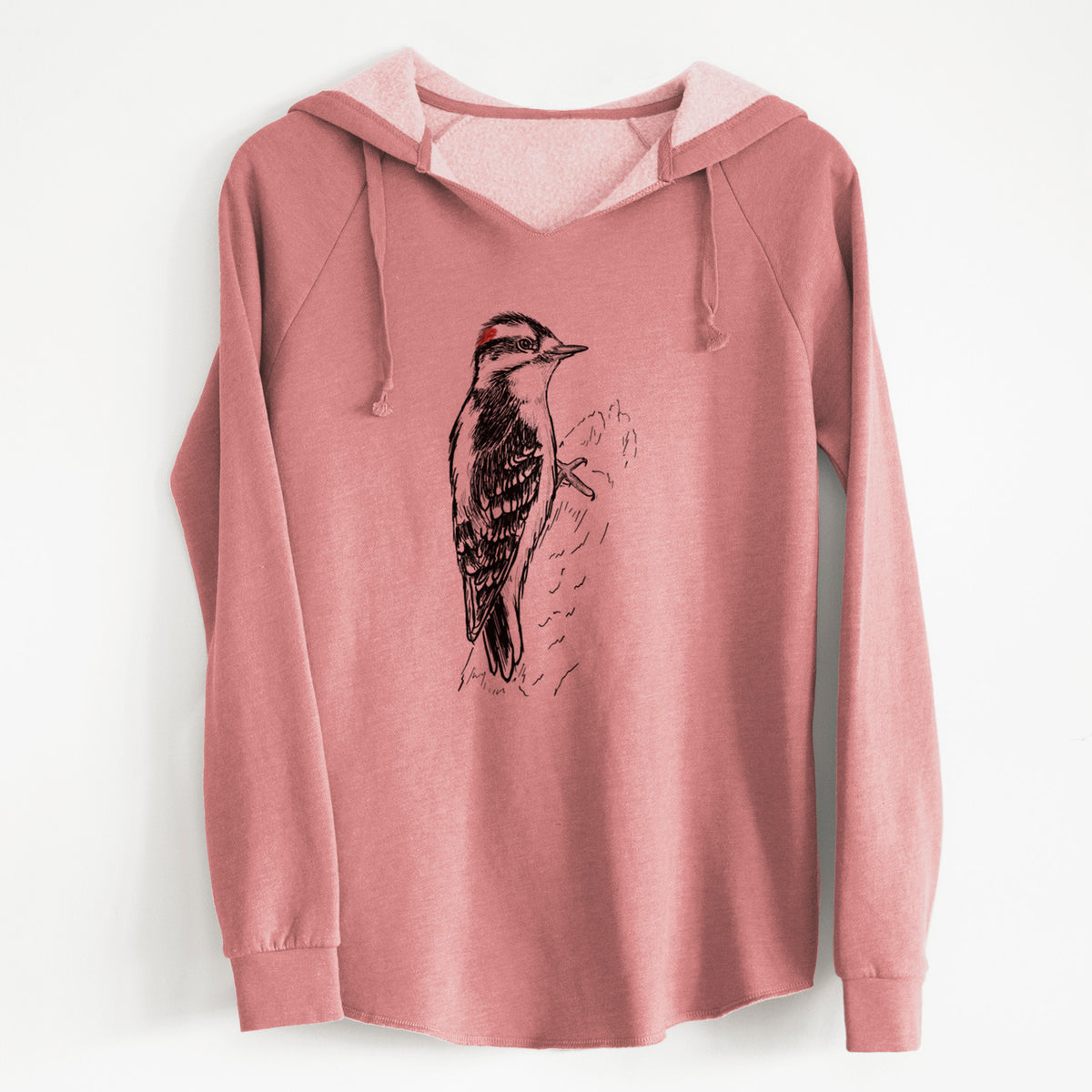 Downy Woodpecker - Picoides pubescens - Cali Wave Hooded Sweatshirt