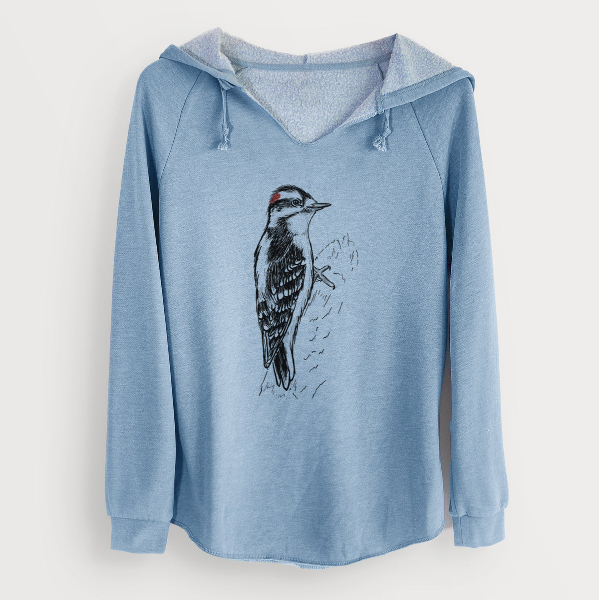 Downy Woodpecker - Picoides pubescens - Cali Wave Hooded Sweatshirt