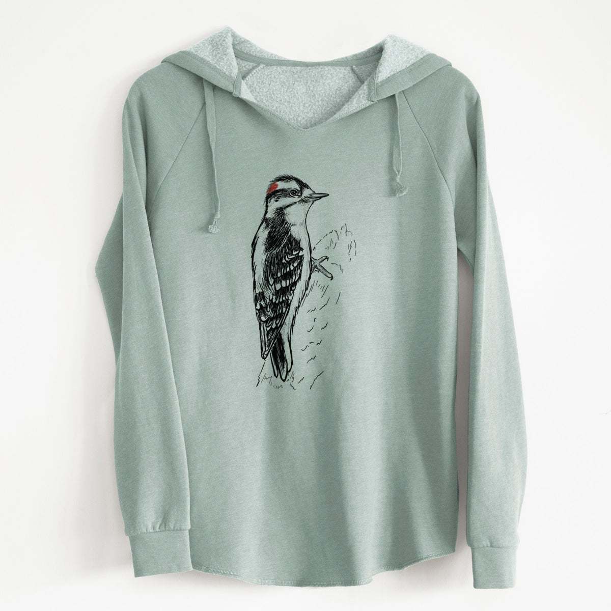 Downy Woodpecker - Picoides pubescens - Cali Wave Hooded Sweatshirt