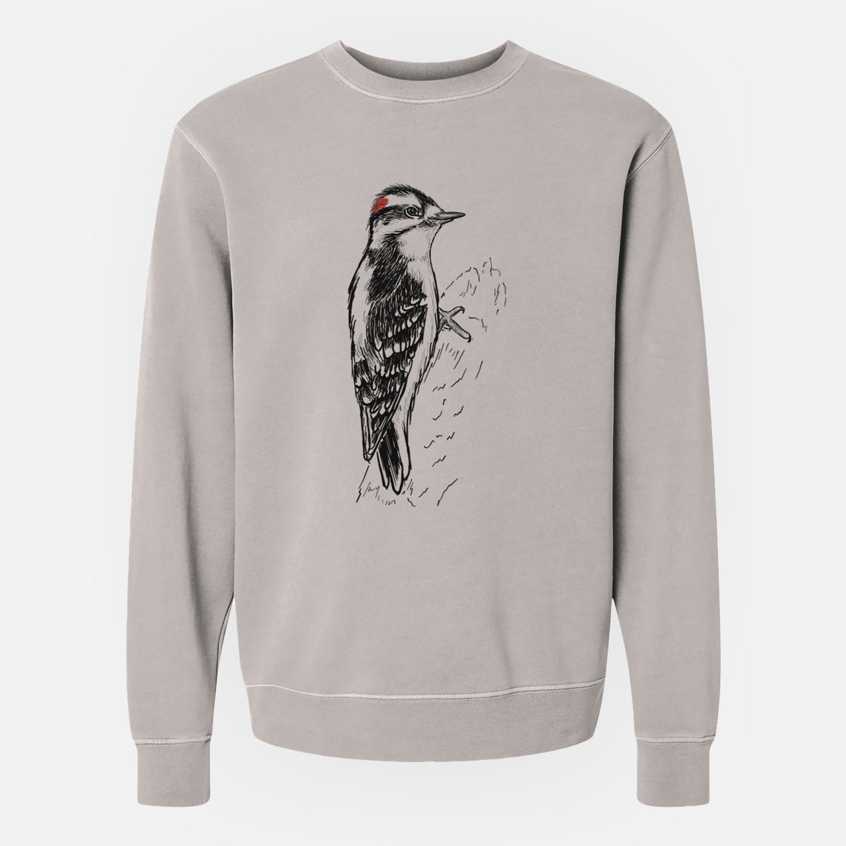 Downy Woodpecker - Picoides pubescens - Unisex Pigment Dyed Crew Sweatshirt