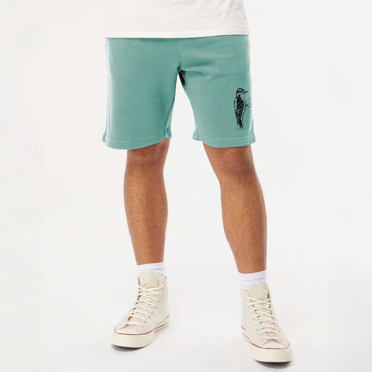 Downy Woodpecker - Picoides pubescens - Unisex Pigment Dyed Shorts