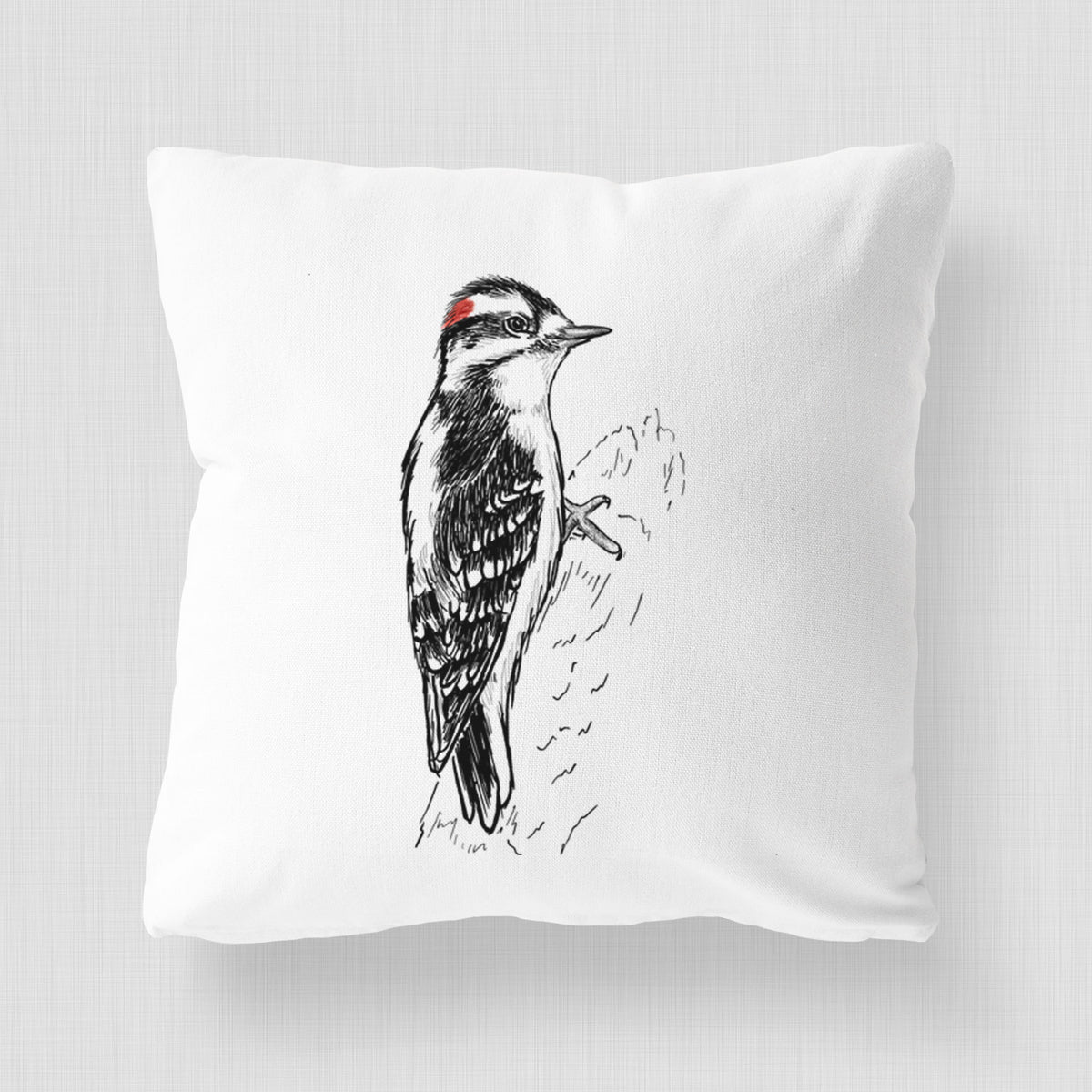 Downy Woodpecker - Picoides pubescens - Throw Pillow Cover