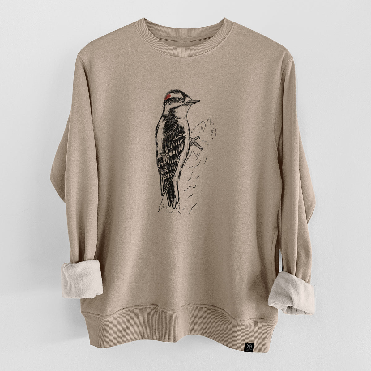 Downy Woodpecker - Picoides pubescens  - Unisex Reclaimed Crewneck Sweatshirt