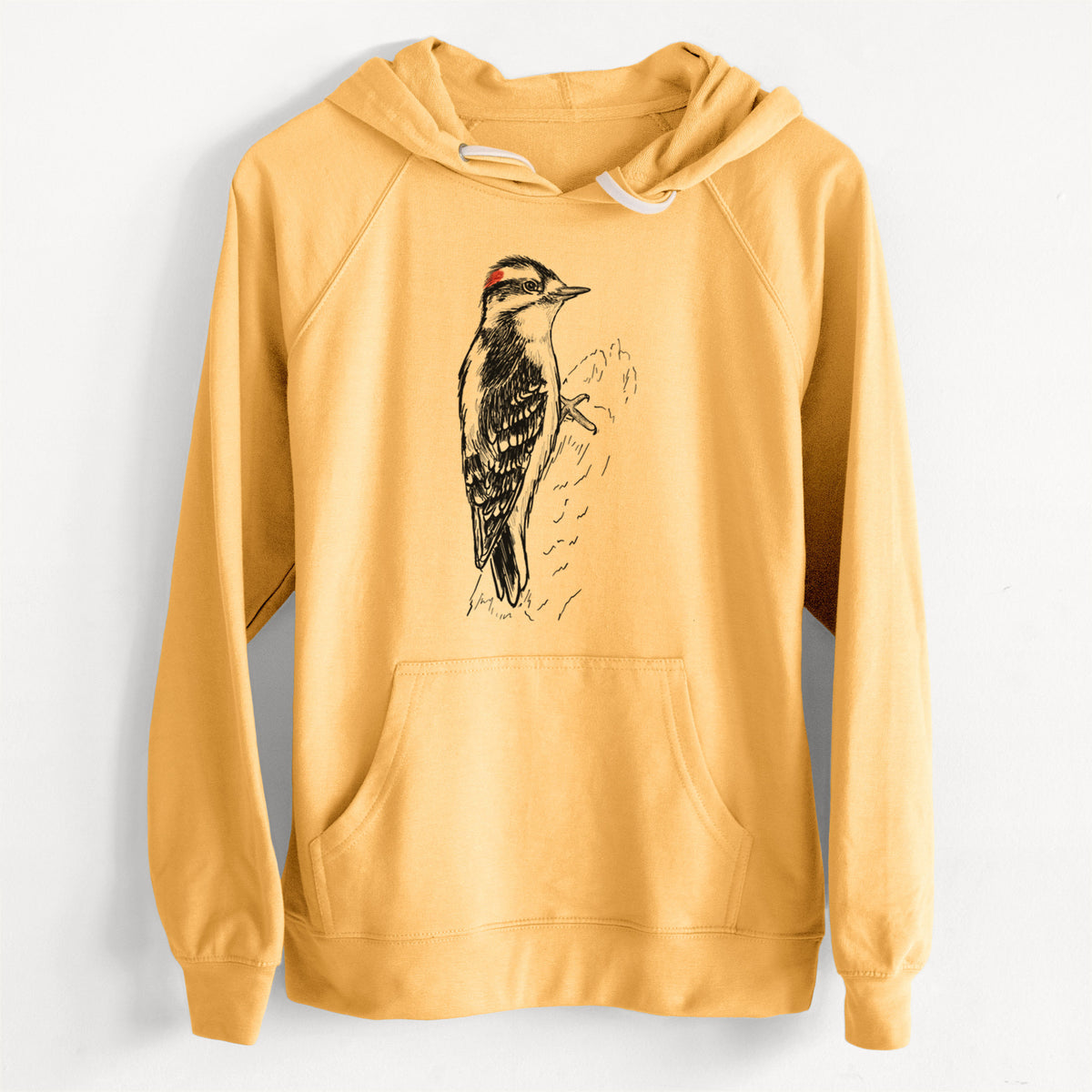 CLEARANCE - Downy Woodpecker - Picoides pubescens  - Unisex Slim Fit Loopback Terry Hoodie