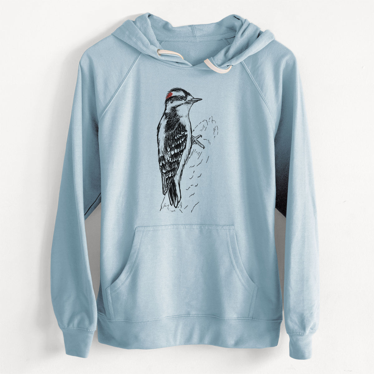 CLEARANCE - Downy Woodpecker - Picoides pubescens  - Unisex Slim Fit Loopback Terry Hoodie