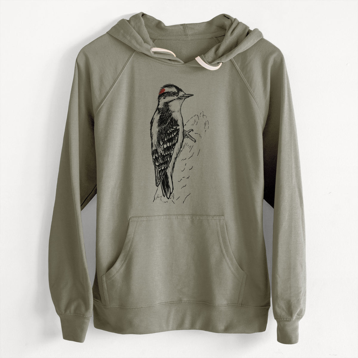 CLEARANCE - Downy Woodpecker - Picoides pubescens  - Unisex Slim Fit Loopback Terry Hoodie