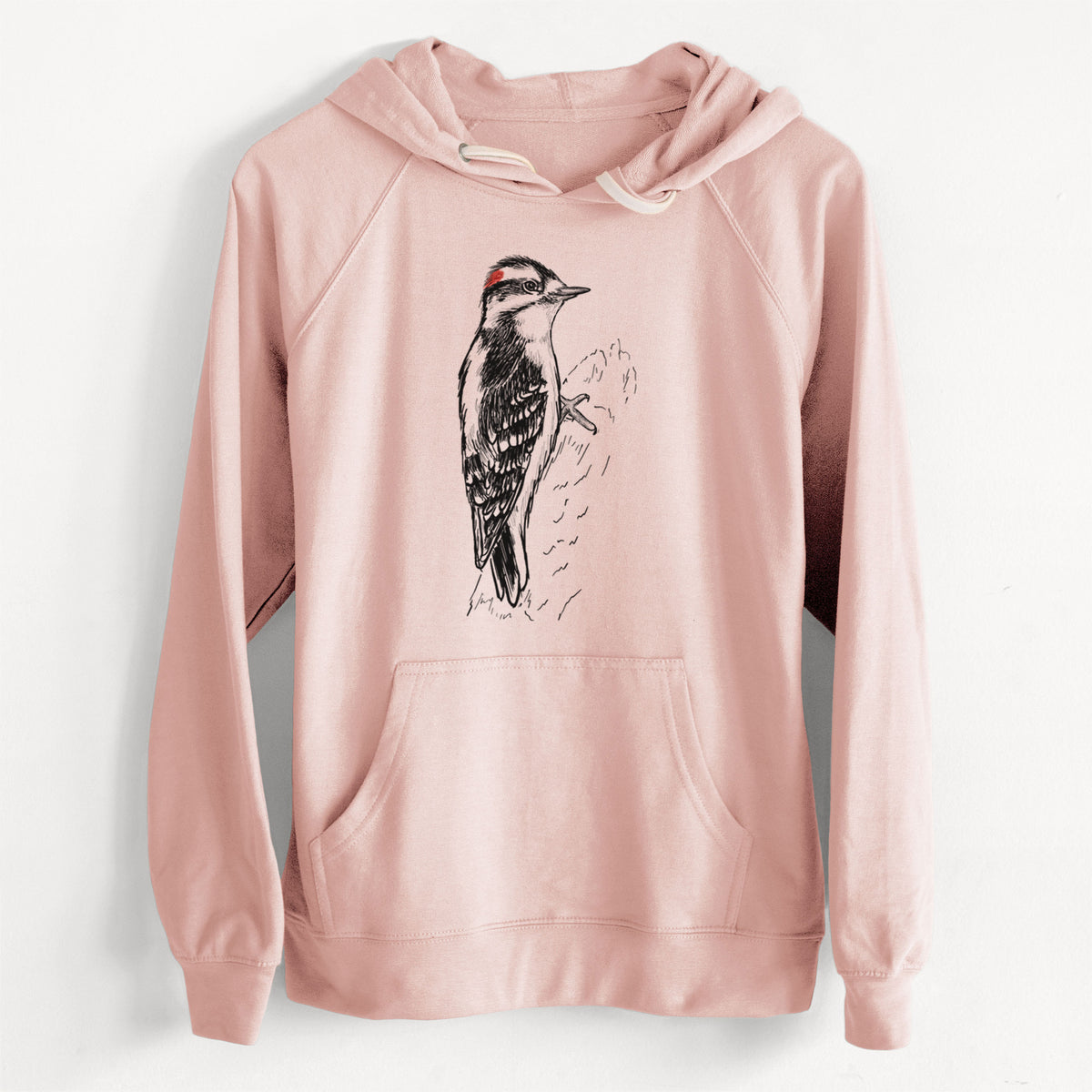 CLEARANCE - Downy Woodpecker - Picoides pubescens  - Unisex Slim Fit Loopback Terry Hoodie