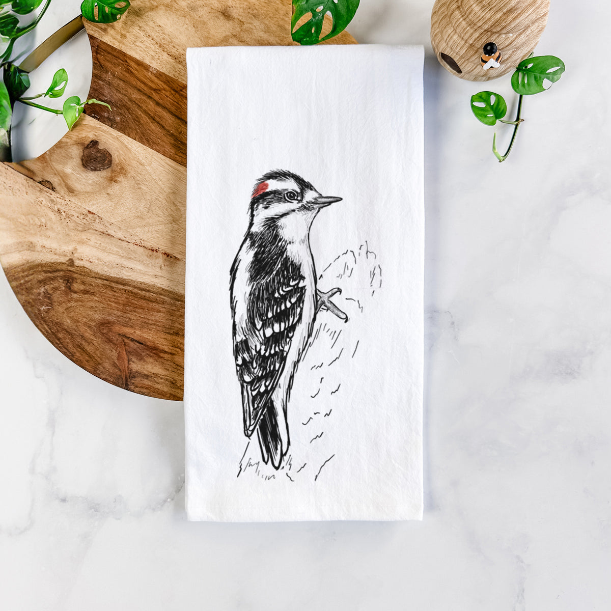 Downy Woodpecker - Picoides pubescens Tea Towel