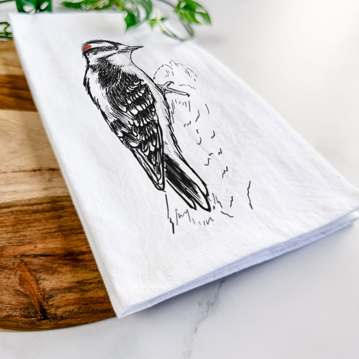 Downy Woodpecker - Picoides pubescens Tea Towel