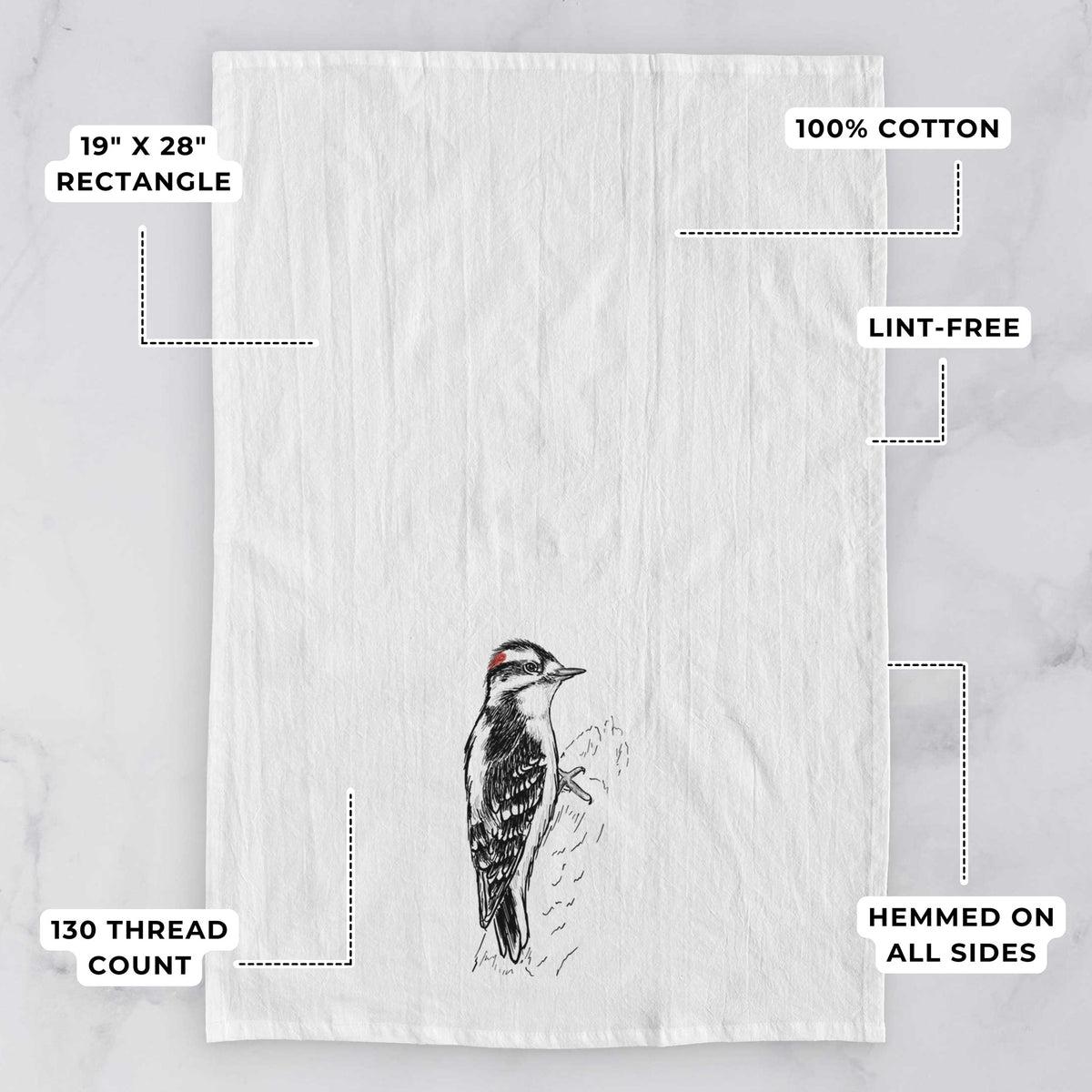 Downy Woodpecker - Picoides pubescens Tea Towel