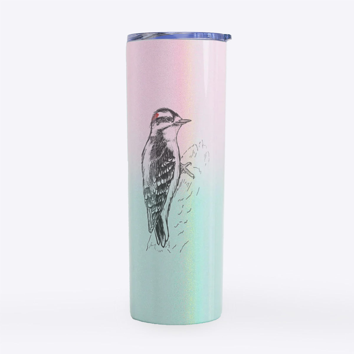 Downy Woodpecker - Picoides pubescens - 20oz Skinny Tumbler