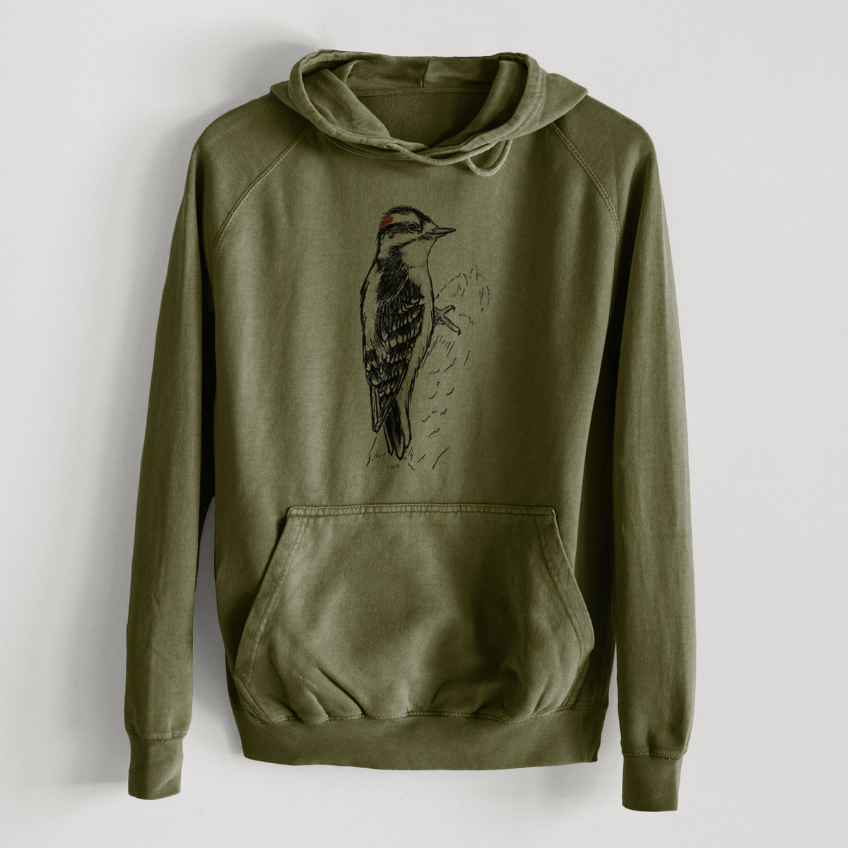 Downy Woodpecker - Picoides pubescens  - Mid-Weight Unisex Vintage 100% Cotton Hoodie