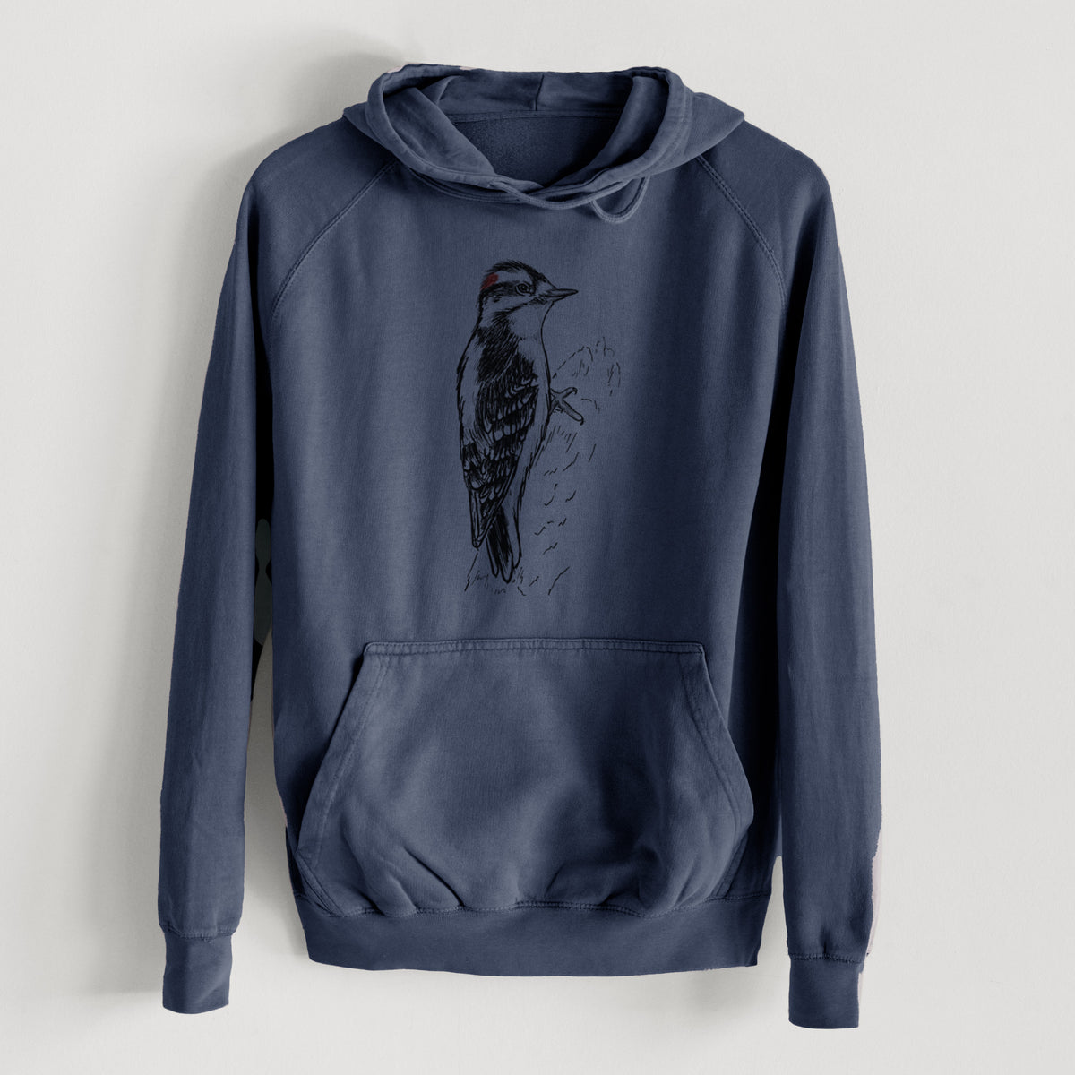 Downy Woodpecker - Picoides pubescens  - Mid-Weight Unisex Vintage 100% Cotton Hoodie