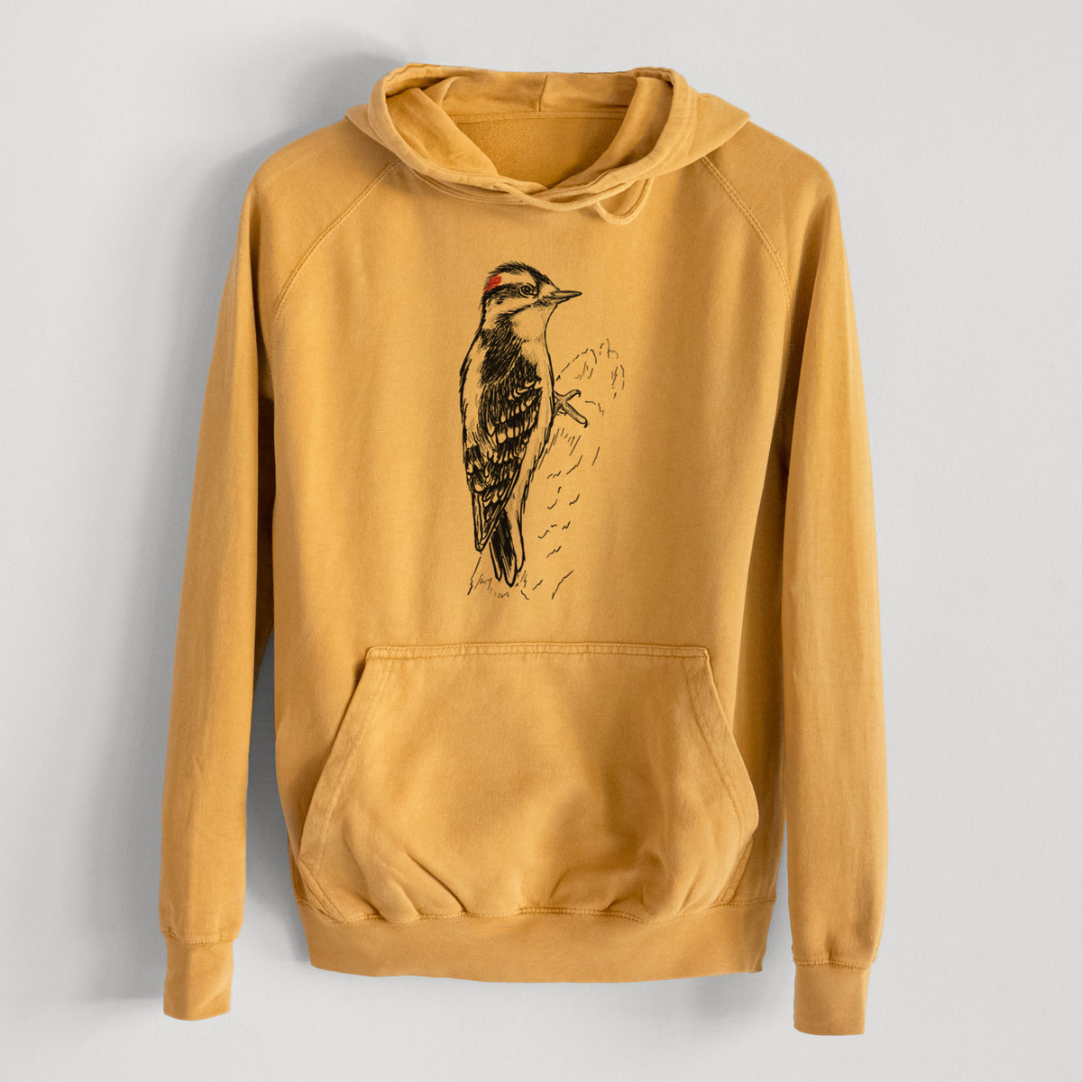 Downy Woodpecker - Picoides pubescens  - Mid-Weight Unisex Vintage 100% Cotton Hoodie