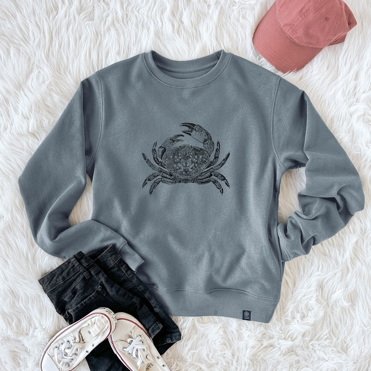 Dungeness Crab  - Unisex Reclaimed Crewneck Sweatshirt