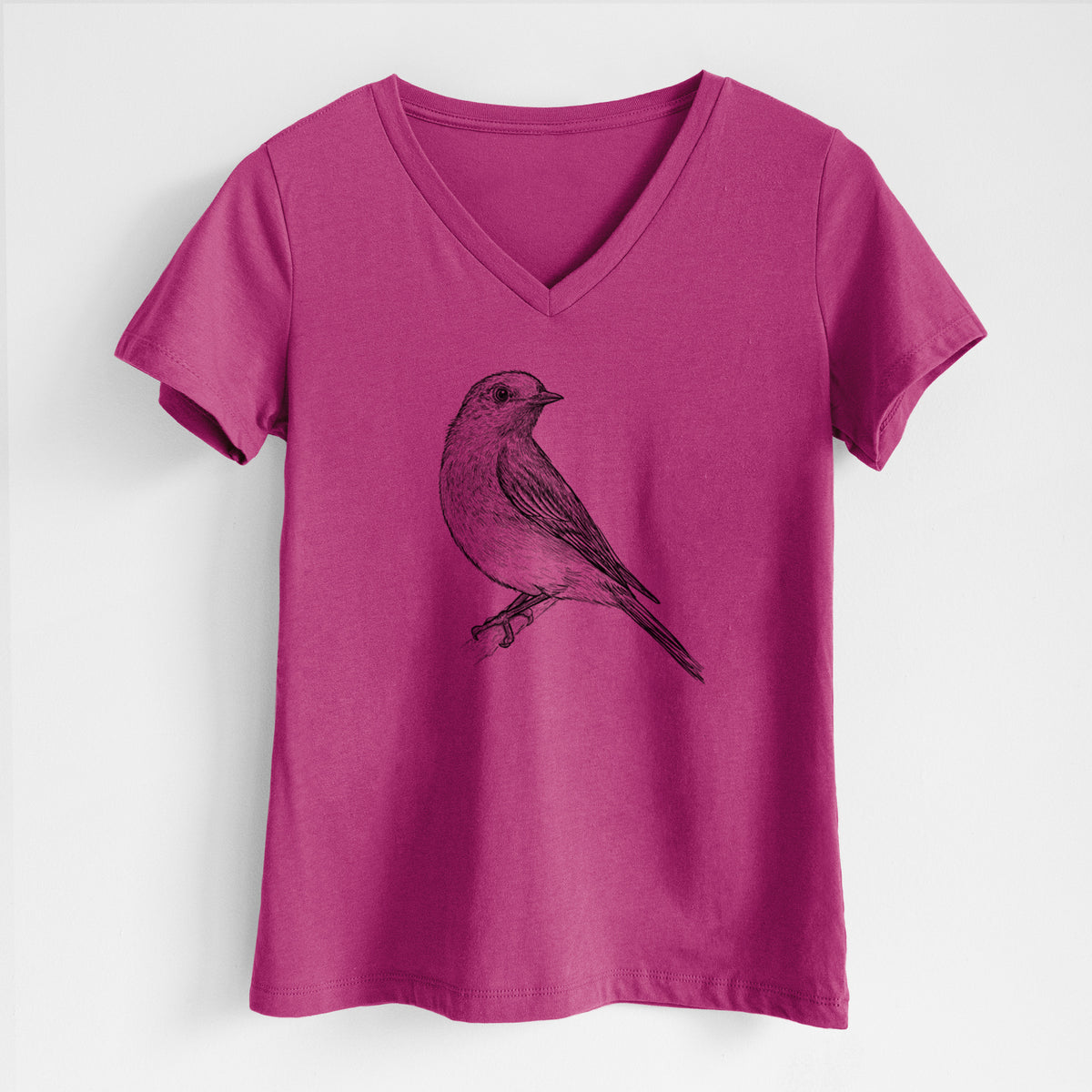 Eastern Bluebird - Sialia sialis - Women&#39;s Lightweight Relaxed Fit 100% Cotton V-neck