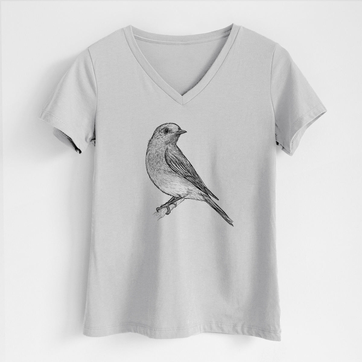 Eastern Bluebird - Sialia sialis - Women&#39;s Lightweight Relaxed Fit 100% Cotton V-neck