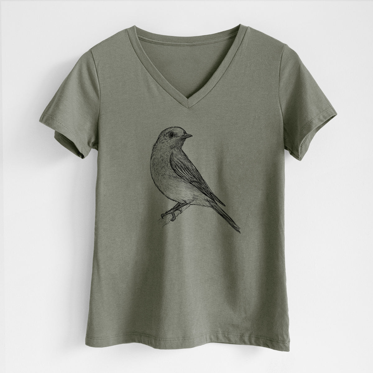 Eastern Bluebird - Sialia sialis - Women&#39;s Lightweight Relaxed Fit 100% Cotton V-neck