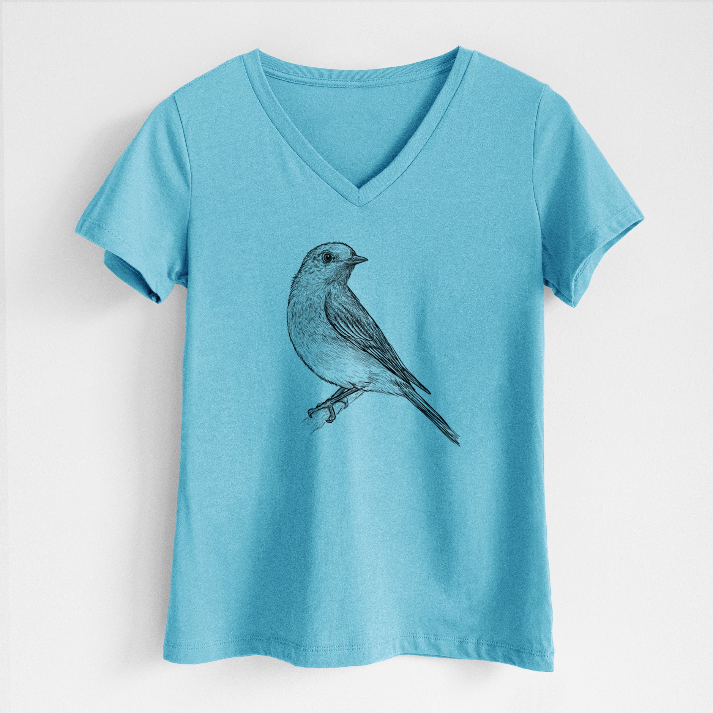 Eastern Bluebird - Sialia sialis - Women's Lightweight Relaxed Fit 100% Cotton V-neck