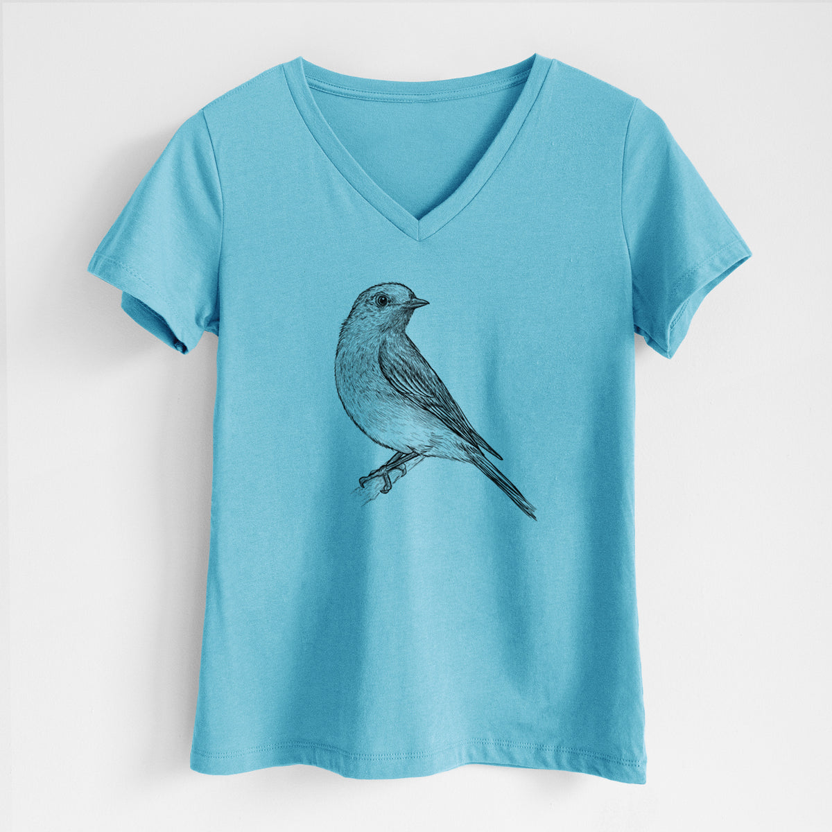 Eastern Bluebird - Sialia sialis - Women&#39;s Lightweight Relaxed Fit 100% Cotton V-neck
