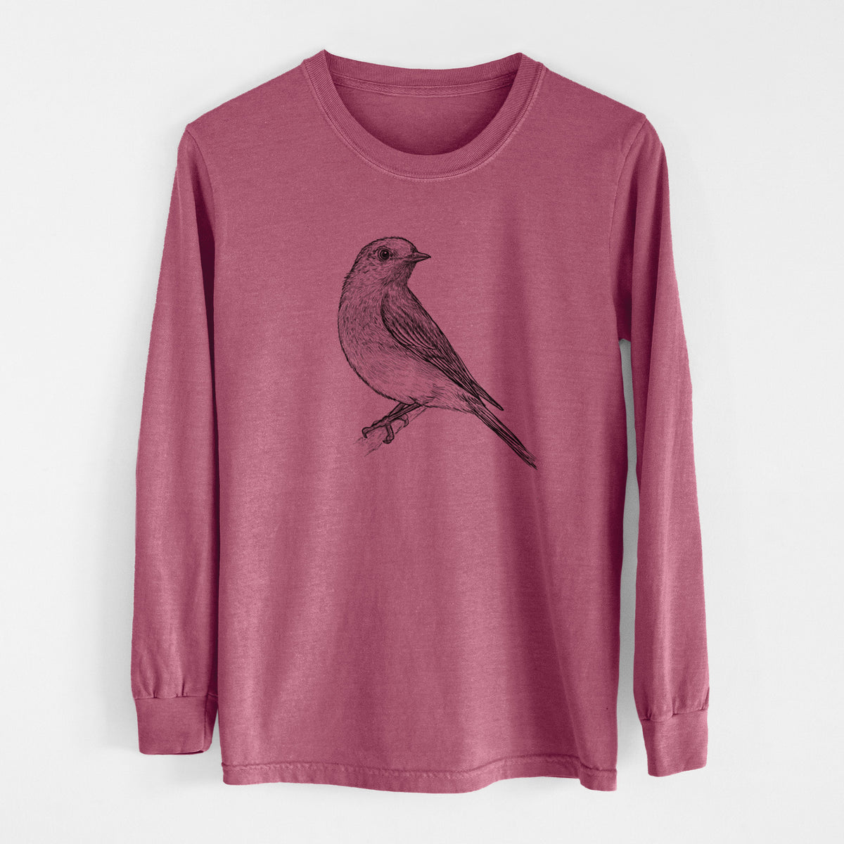 Eastern Bluebird - Sialia sialis - Men&#39;s Heavyweight 100% Cotton Long Sleeve