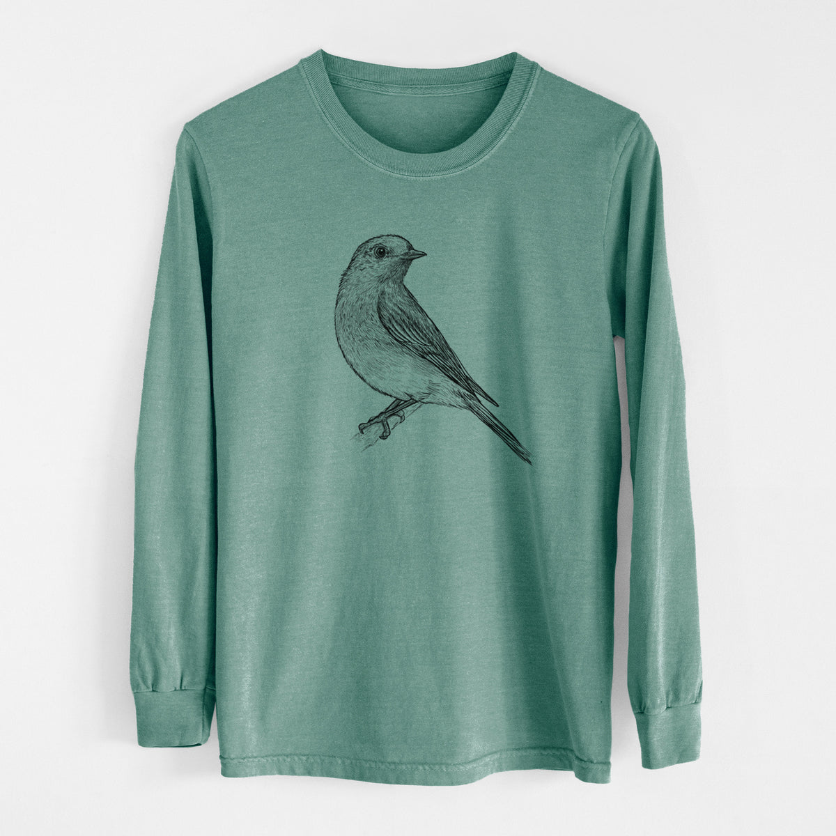 Eastern Bluebird - Sialia sialis - Men&#39;s Heavyweight 100% Cotton Long Sleeve