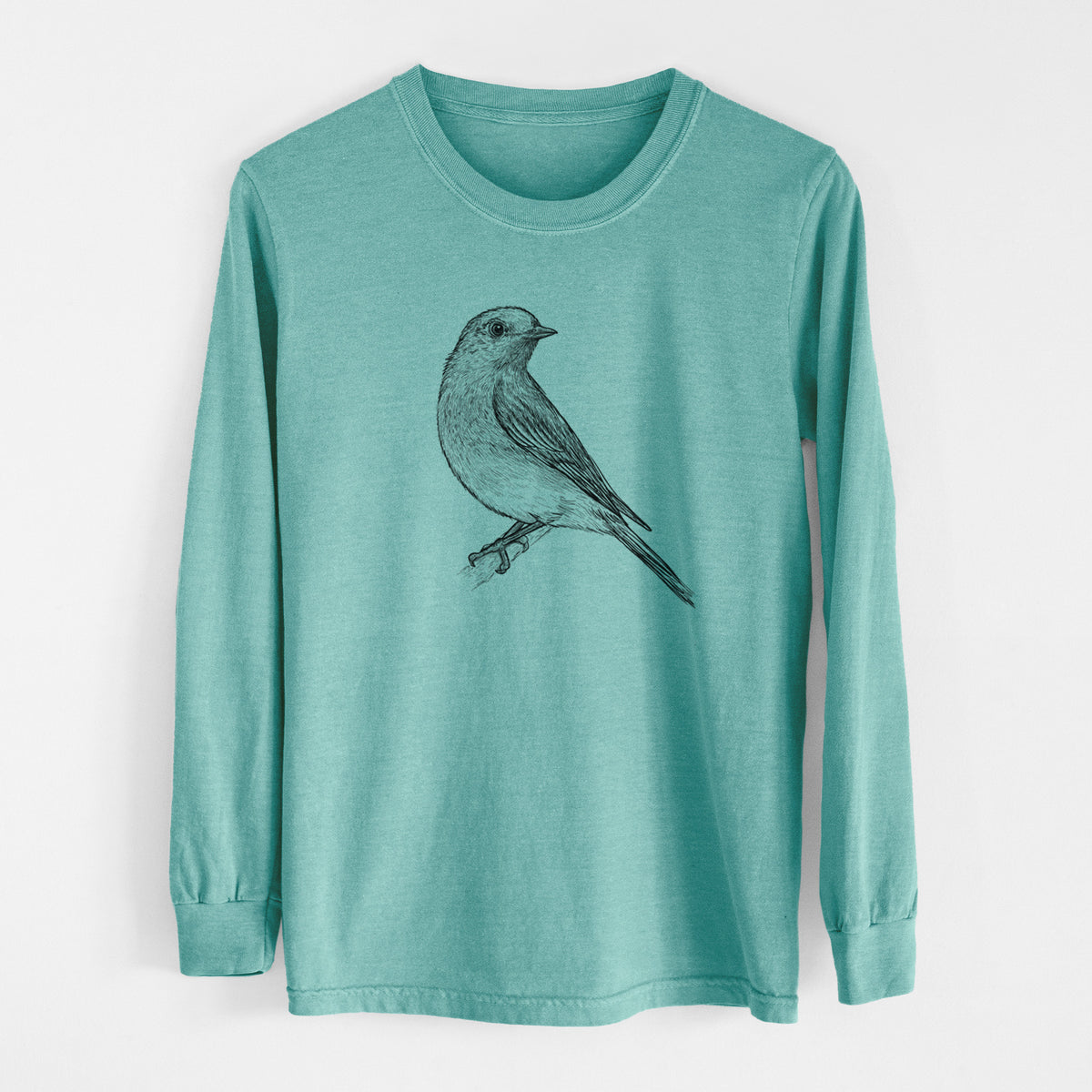 Eastern Bluebird - Sialia sialis - Men&#39;s Heavyweight 100% Cotton Long Sleeve