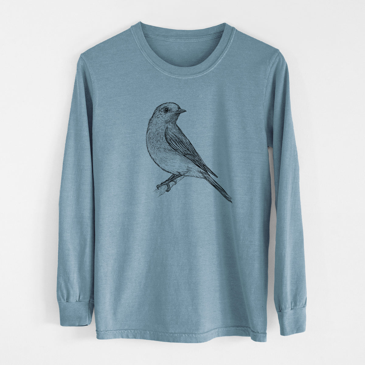 Eastern Bluebird - Sialia sialis - Men&#39;s Heavyweight 100% Cotton Long Sleeve