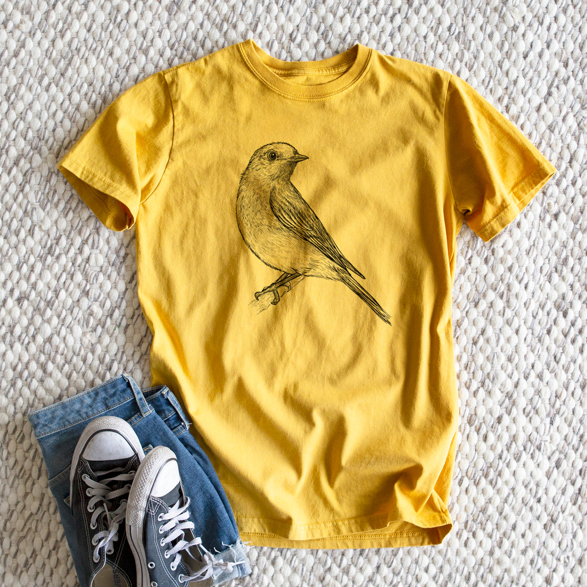 Eastern Bluebird - Sialia sialis - Heavyweight Men&#39;s 100% Organic Cotton Tee