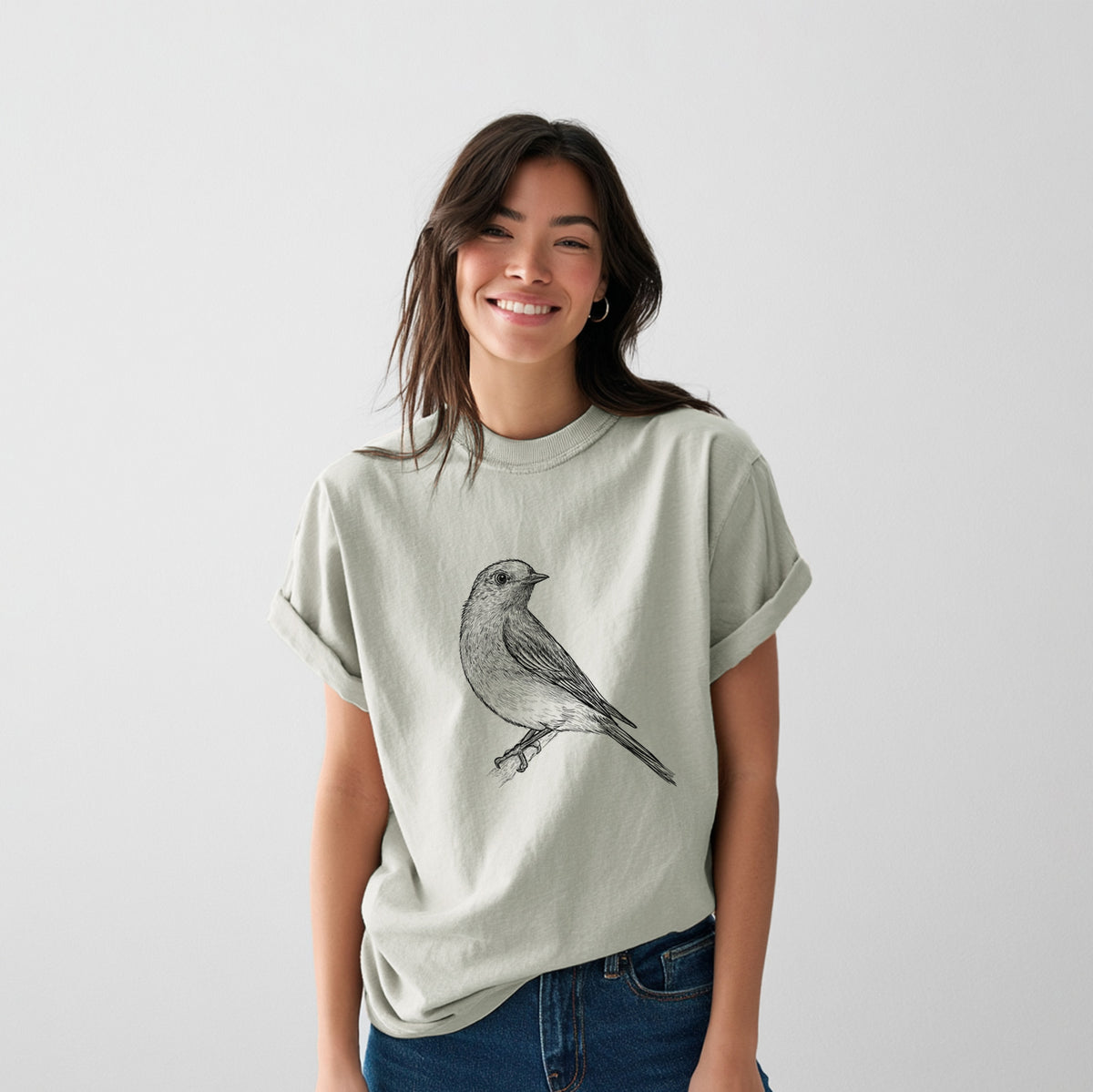 Eastern Bluebird - Sialia sialis - Heavyweight Men&#39;s 100% Organic Cotton Tee