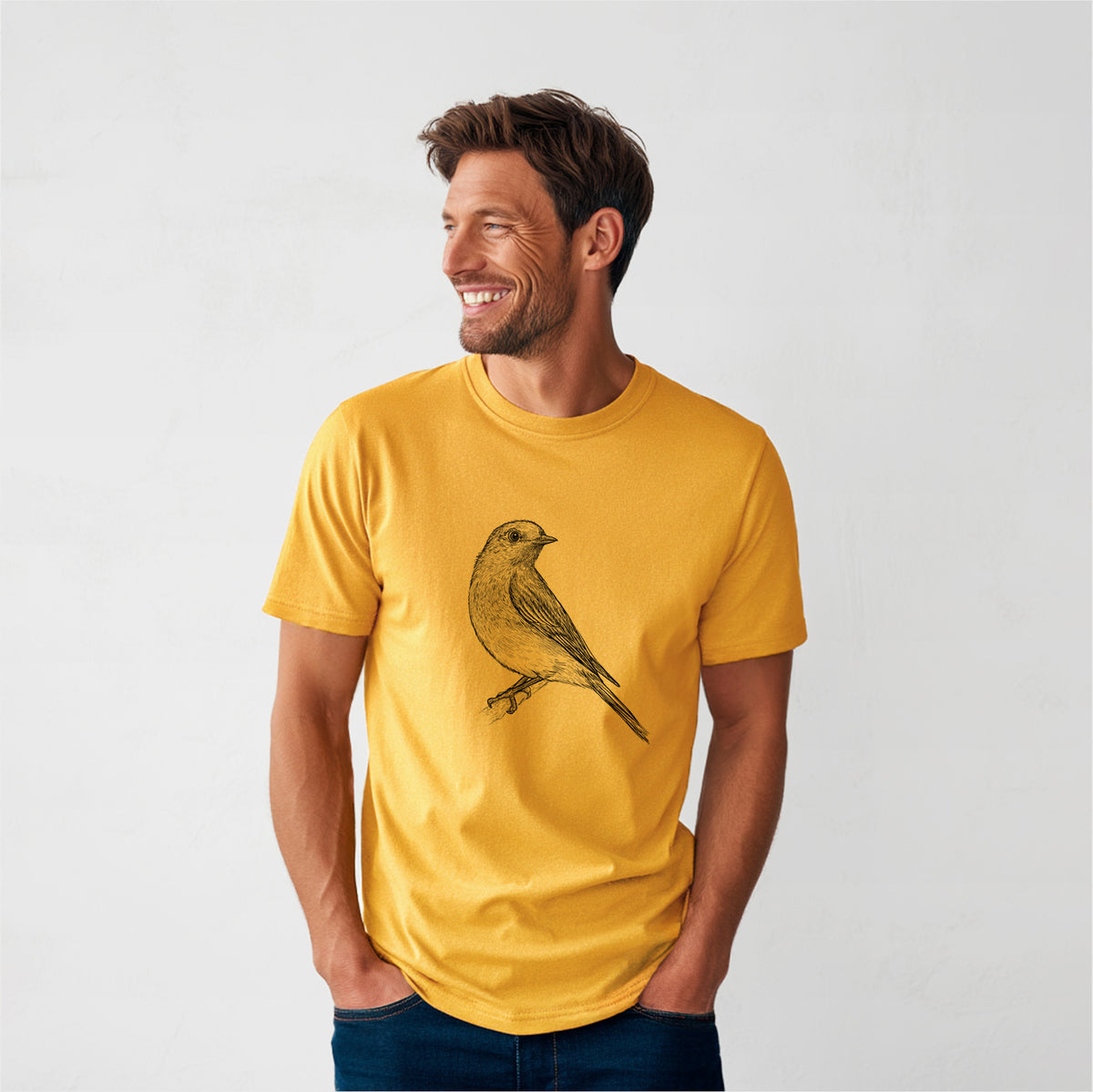 Eastern Bluebird - Sialia sialis - Heavyweight Men&#39;s 100% Organic Cotton Tee