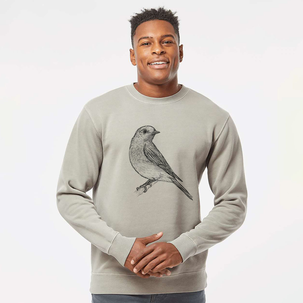 Eastern Bluebird - Sialia sialis - Unisex Pigment Dyed Crew Sweatshirt