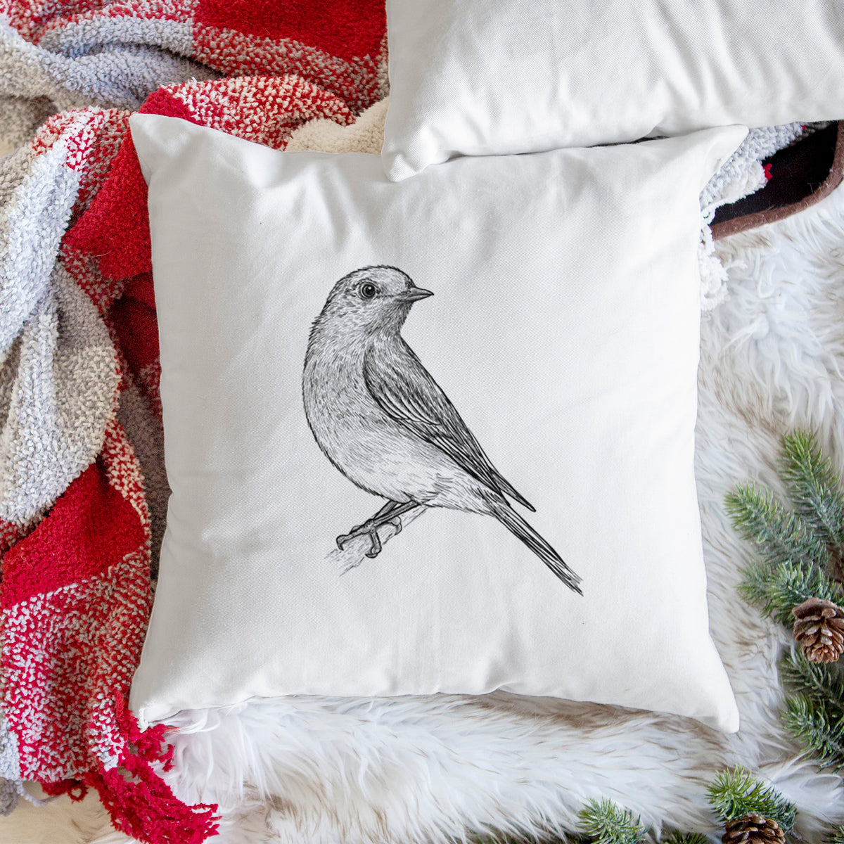 Eastern Bluebird - Sialia sialis - Throw Pillow Cover