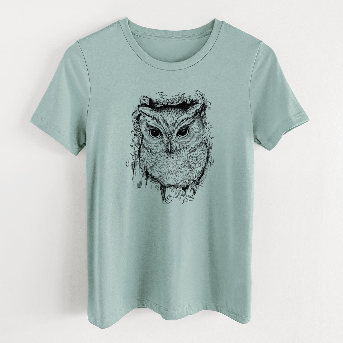 Eastern Screech Owl - Megascops asio - Women's Lightweight Relaxed Fit 100% Cotton Crewneck