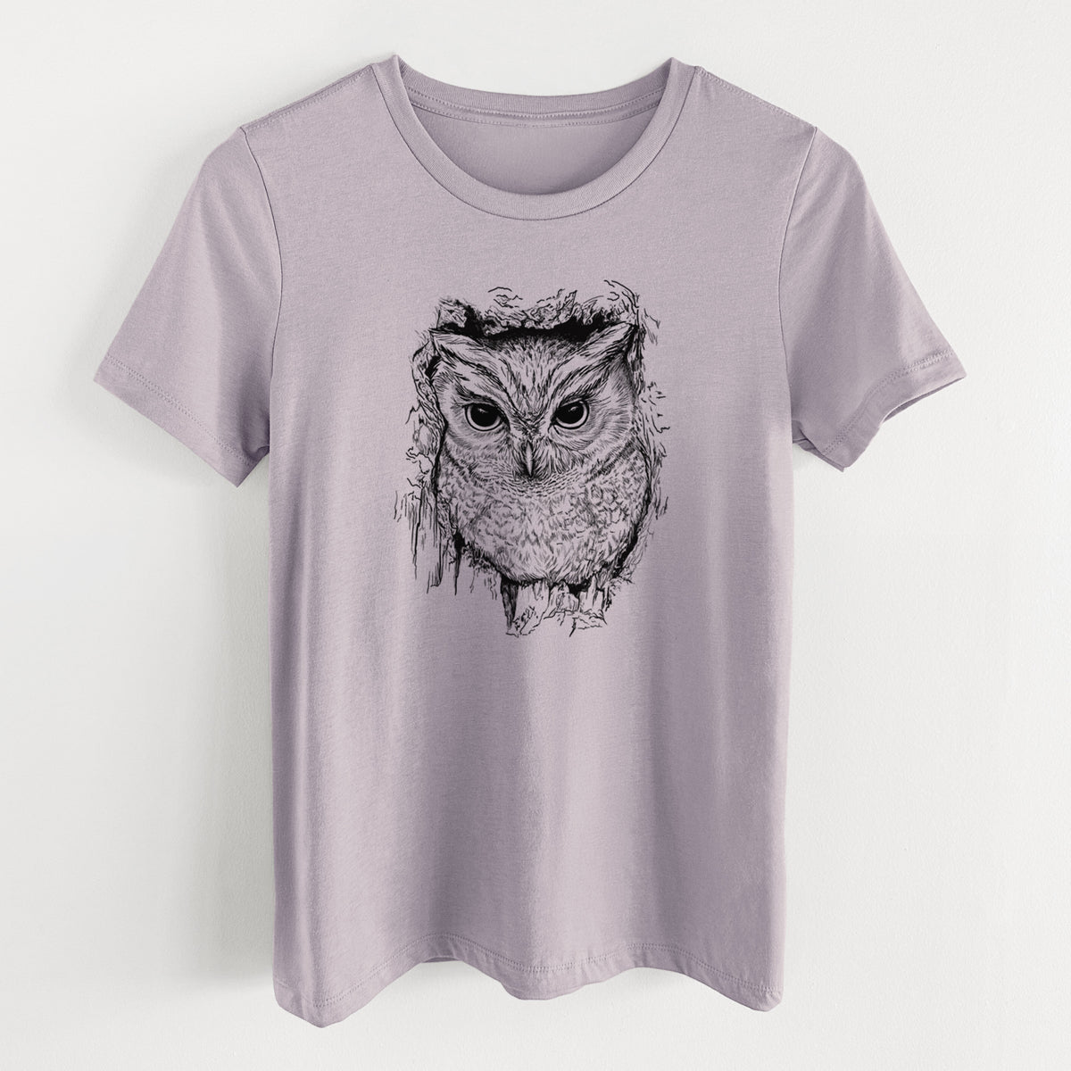 Eastern Screech Owl - Megascops asio - Women's Lightweight Relaxed Fit 100% Cotton Crewneck