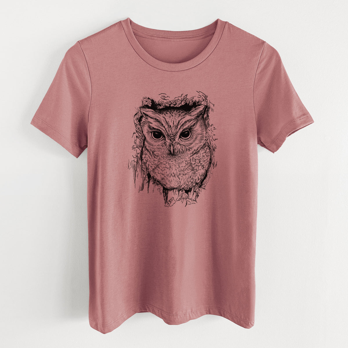 Eastern Screech Owl - Megascops asio - Women's Lightweight Relaxed Fit 100% Cotton Crewneck