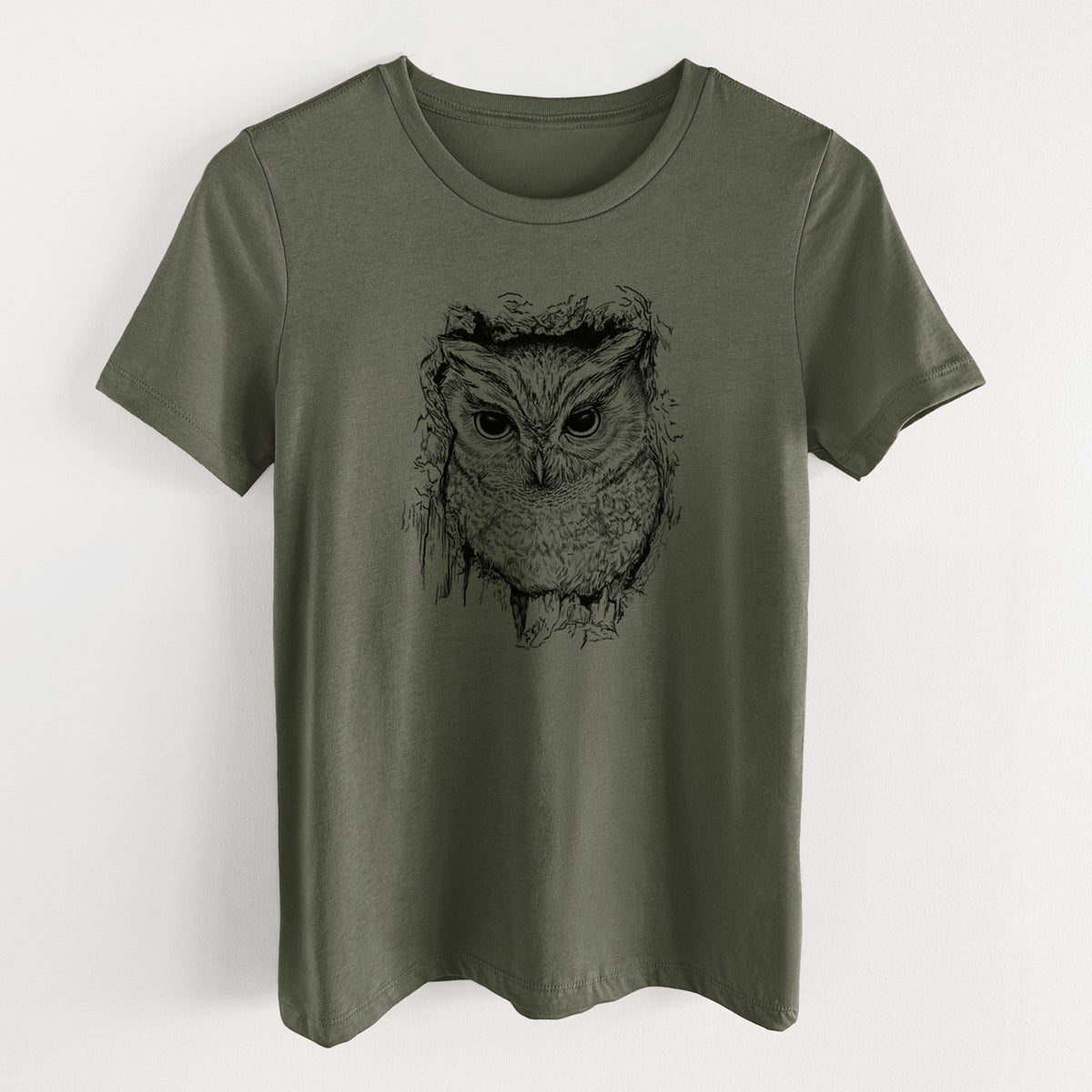 Eastern Screech Owl - Megascops asio - Women's Lightweight Relaxed Fit 100% Cotton Crewneck