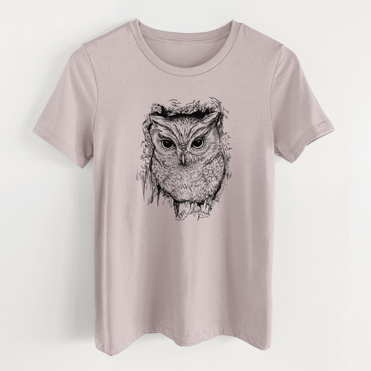 Eastern Screech Owl - Megascops asio - Women's Lightweight Relaxed Fit 100% Cotton Crewneck