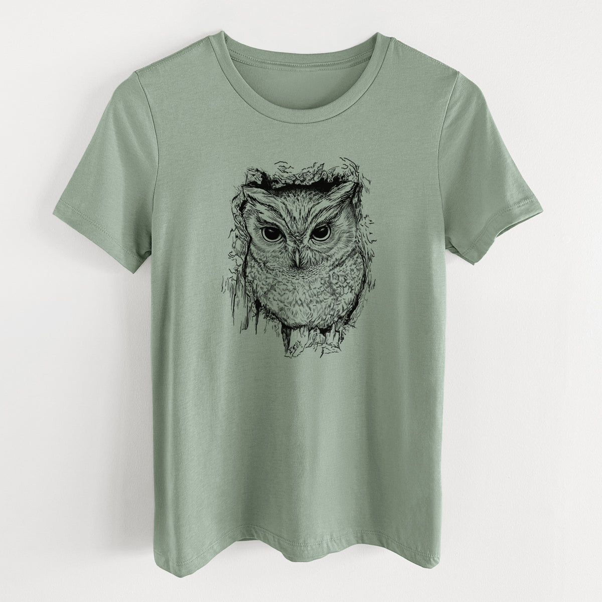 Eastern Screech Owl - Megascops asio - Women's Lightweight Relaxed Fit 100% Cotton Crewneck