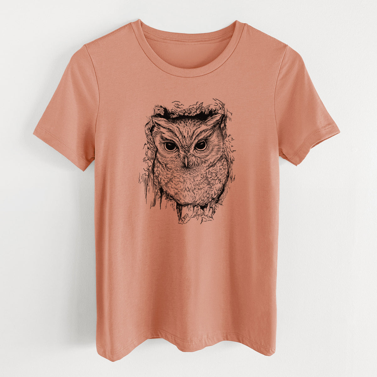 Eastern Screech Owl - Megascops asio - Women's Lightweight Relaxed Fit 100% Cotton Crewneck
