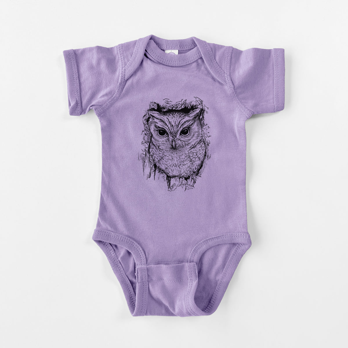 Eastern Screech Owl - Megascops asio - Baby Fine Jersey Bodysuit