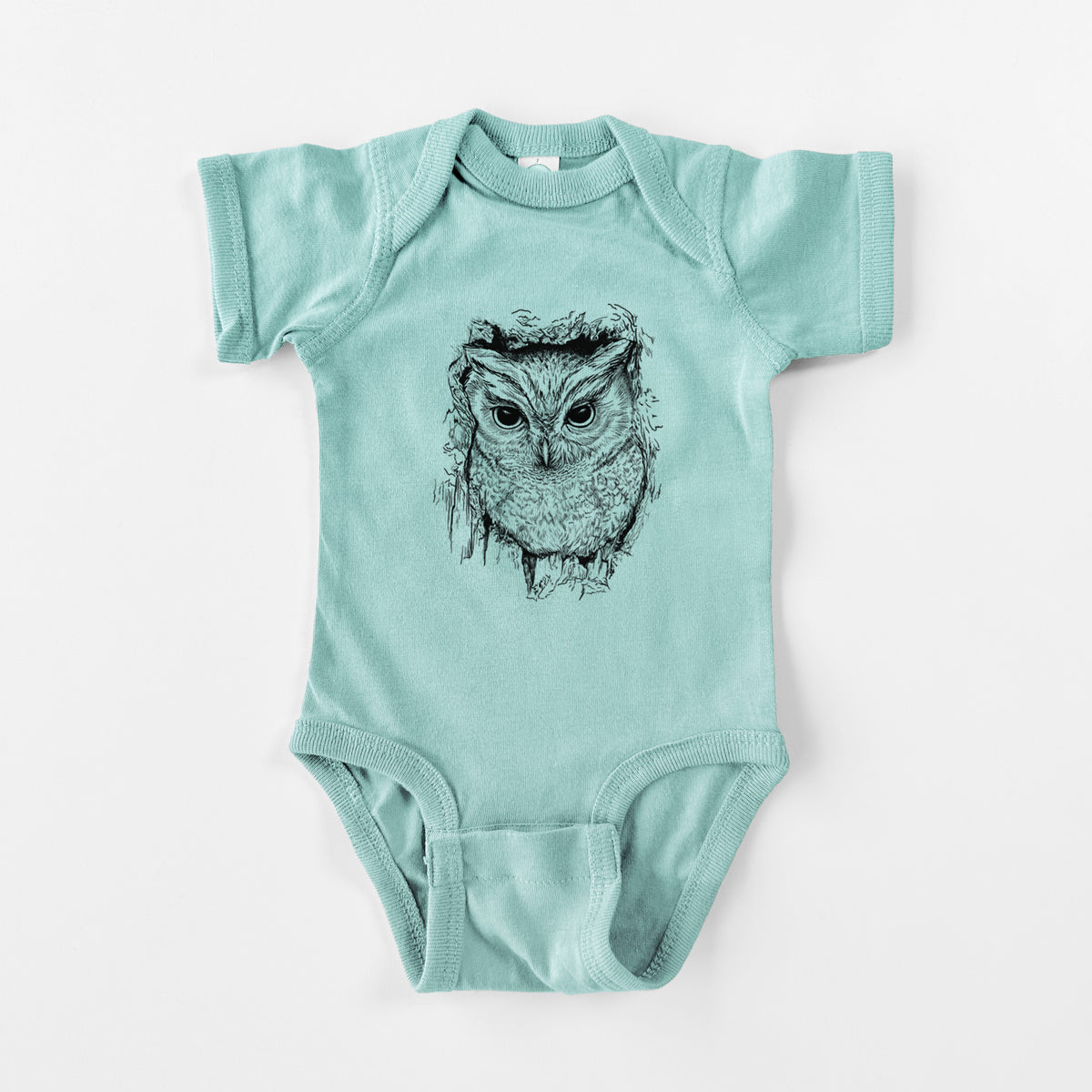 Eastern Screech Owl - Megascops asio - Baby Fine Jersey Bodysuit