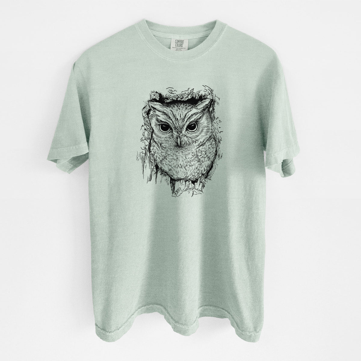 Eastern Screech Owl - Megascops asio - Unisex Comfort Colors Garment-Dyed Heavyweight T-shirt