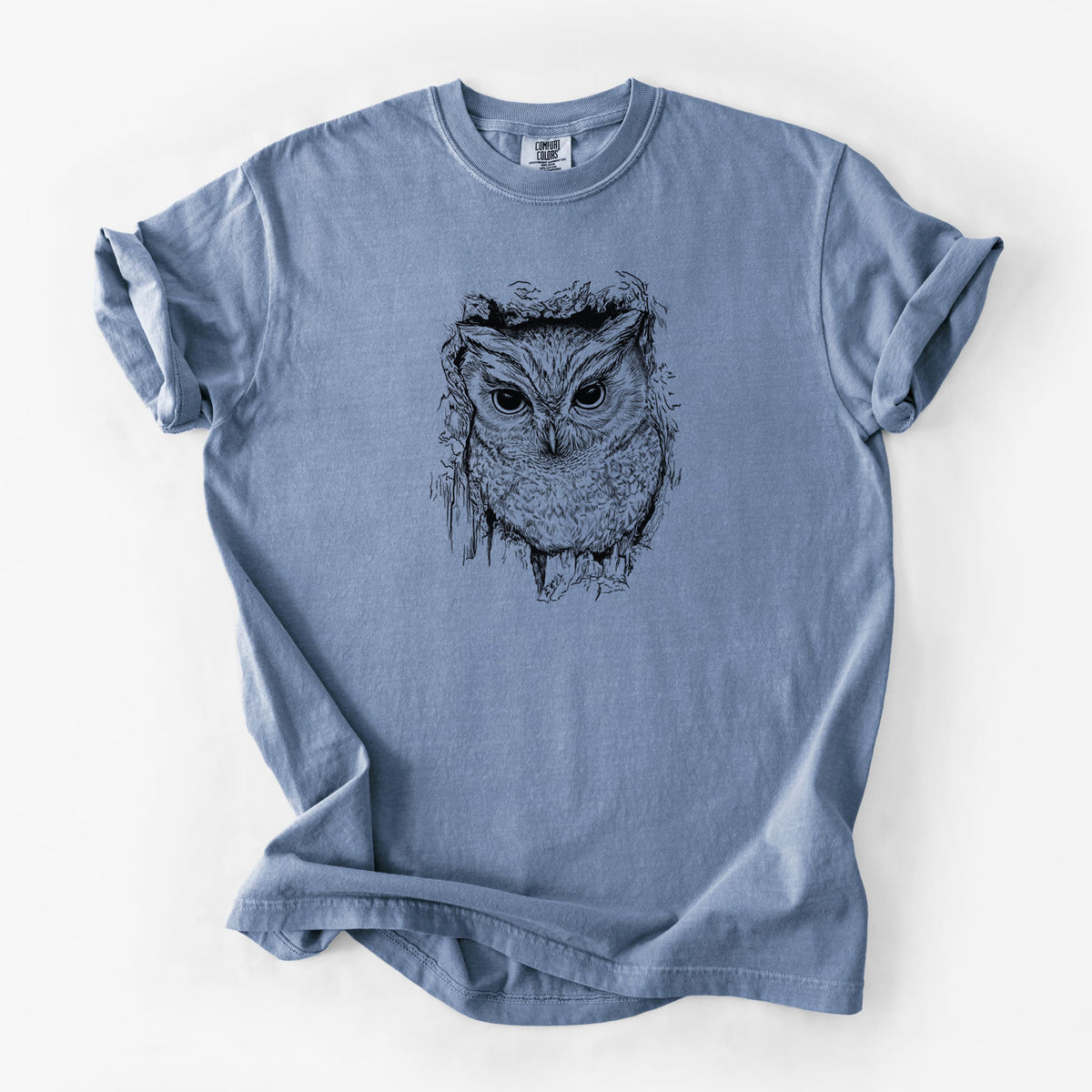 Eastern Screech Owl - Megascops asio - Unisex Comfort Colors Garment-Dyed Heavyweight T-shirt