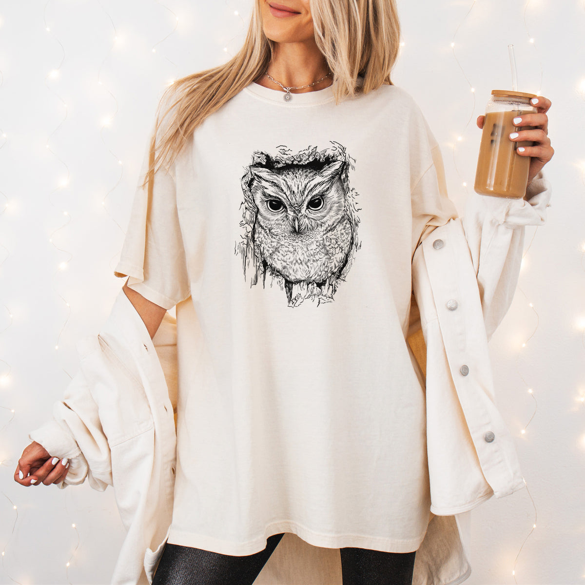 Eastern Screech Owl - Megascops asio - Unisex Comfort Colors Garment-Dyed Heavyweight T-shirt