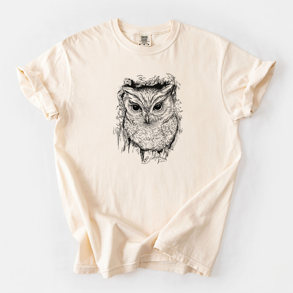 Eastern Screech Owl - Megascops asio - Unisex Comfort Colors Garment-Dyed Heavyweight T-shirt
