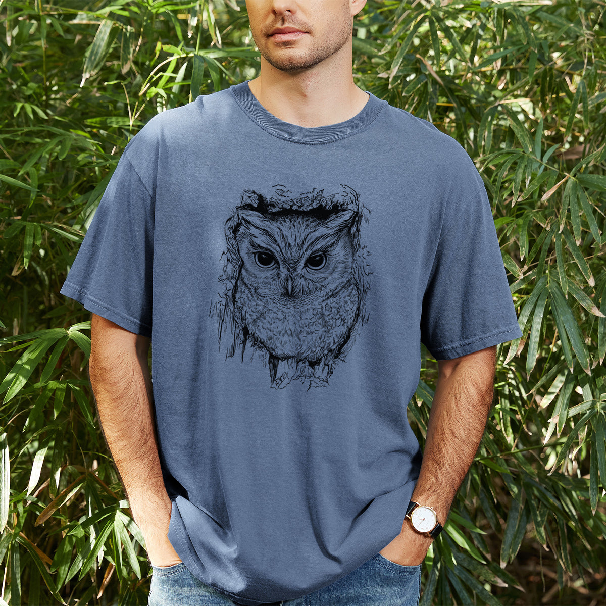 Eastern Screech Owl - Megascops asio - Unisex Comfort Colors Garment-Dyed Heavyweight T-shirt