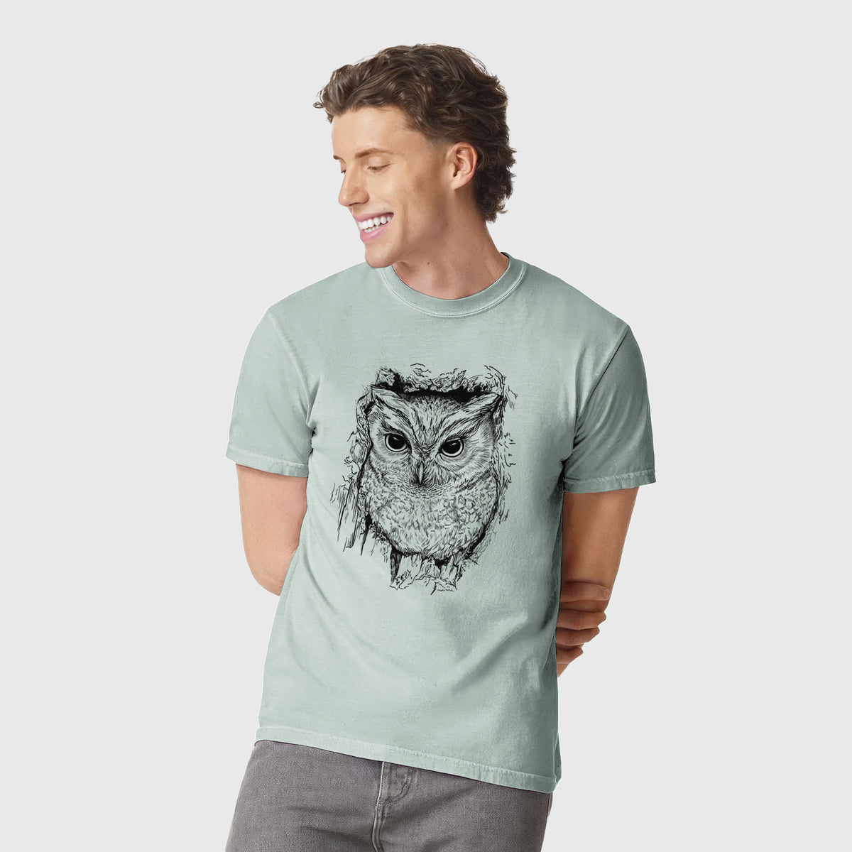 Eastern Screech Owl - Megascops asio - Unisex Comfort Colors Garment-Dyed Heavyweight T-shirt