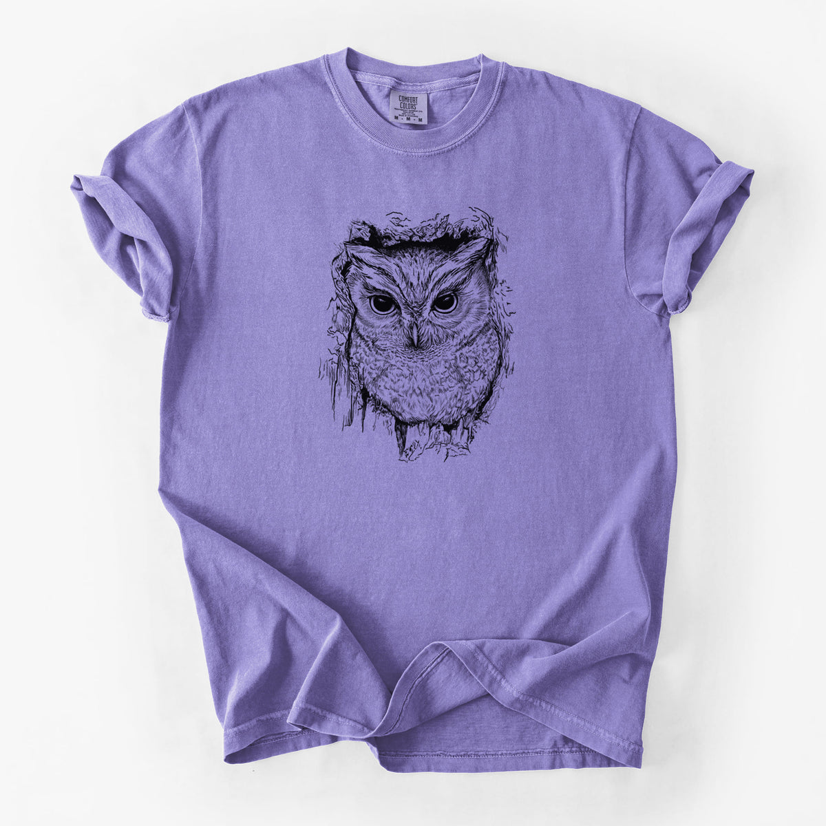 Eastern Screech Owl - Megascops asio - Unisex Comfort Colors Garment-Dyed Heavyweight T-shirt