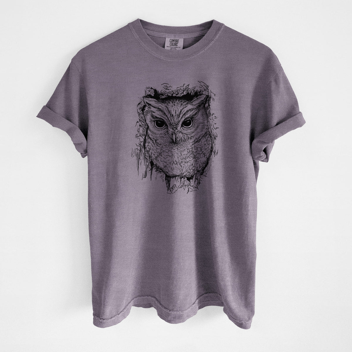 Eastern Screech Owl - Megascops asio - Unisex Comfort Colors Garment-Dyed Heavyweight T-shirt